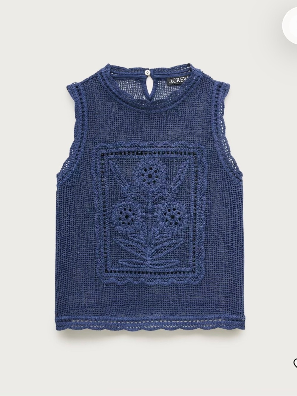 J. Crew Navy Crochet Floral Sleeveless Tank Top